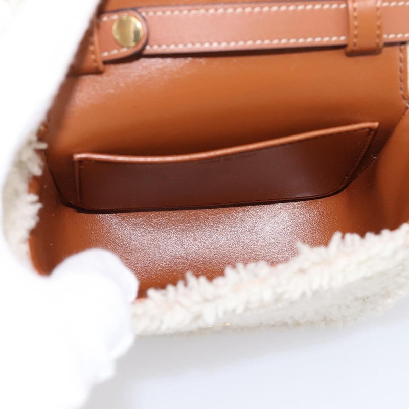 Celine Triomphe Shoulder Shearling Beige Wool Bag