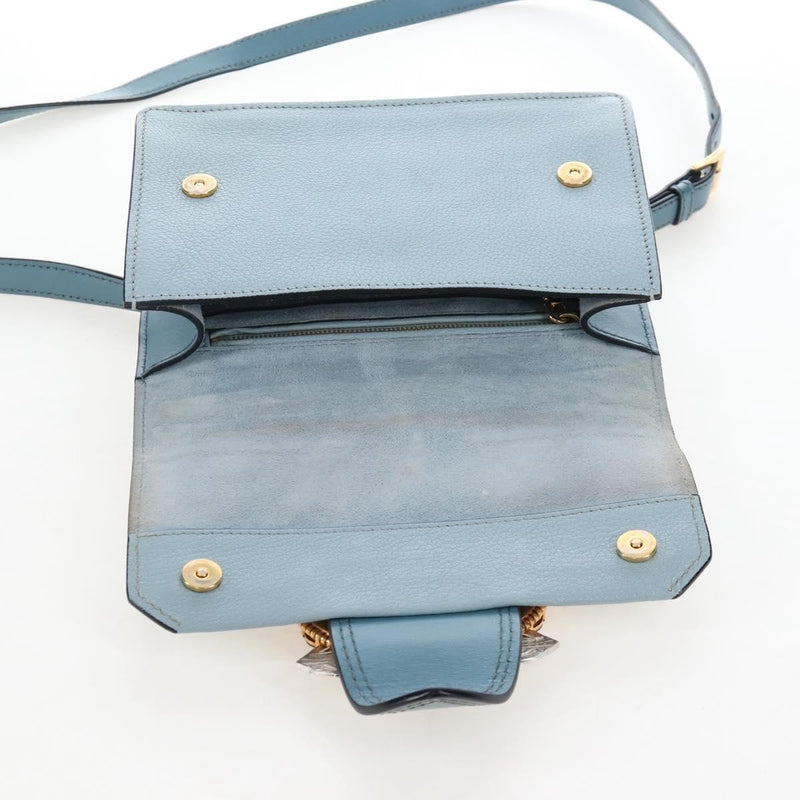 Miu Miu Madras Crystal Buckle Leather Blue Bag