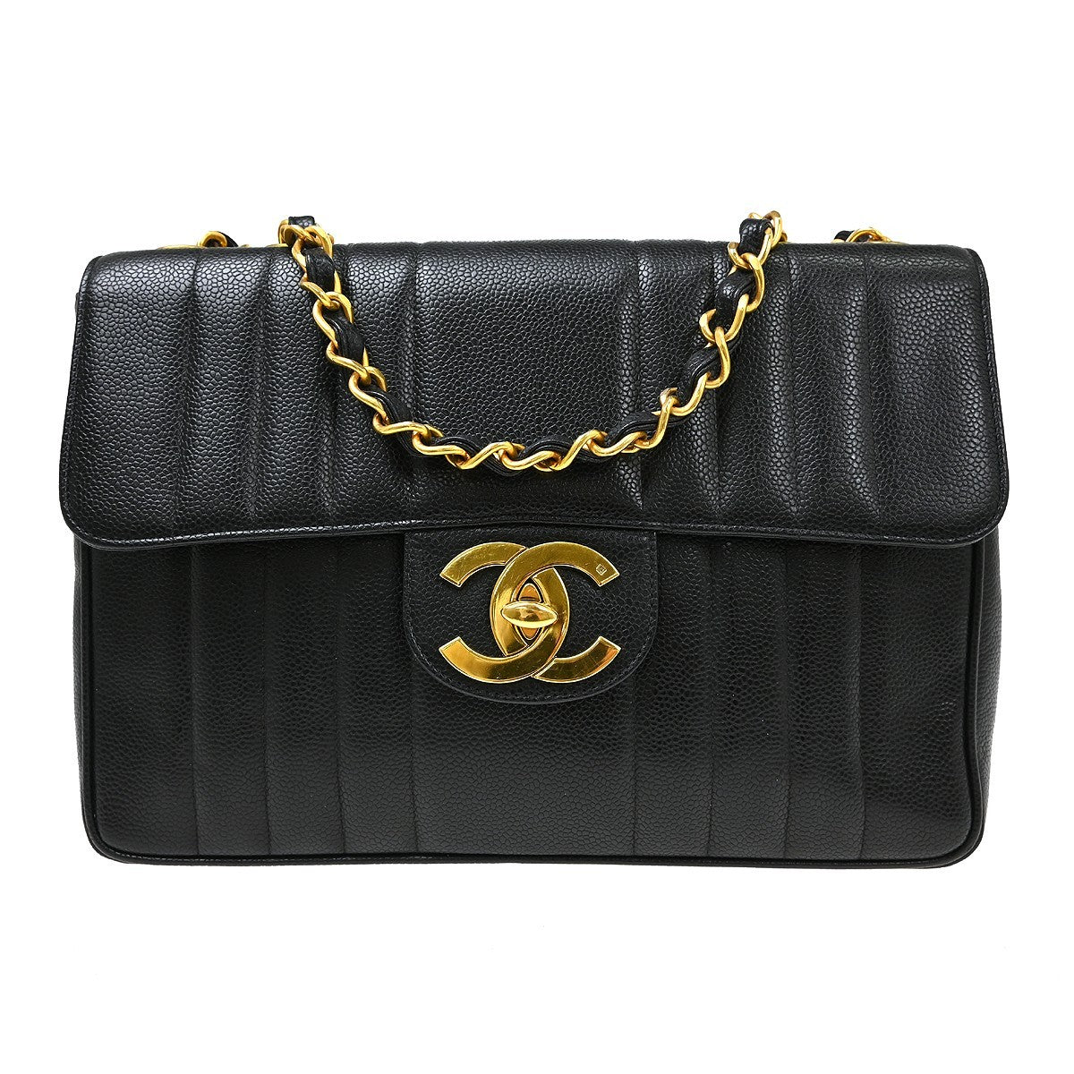 Chanel Classic Flap Vertical Quilted Caviar Black Calfskin Bag