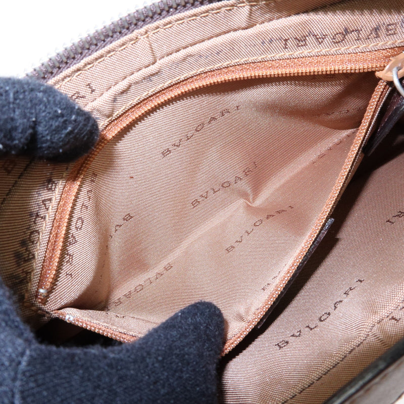 Bvlgari Logomania Canvas With Leather Khaki Bag