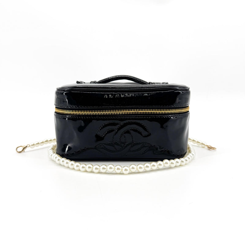 Chanel Vintage Timeless Cosmetic Case Patent Black Patent_leather Bag