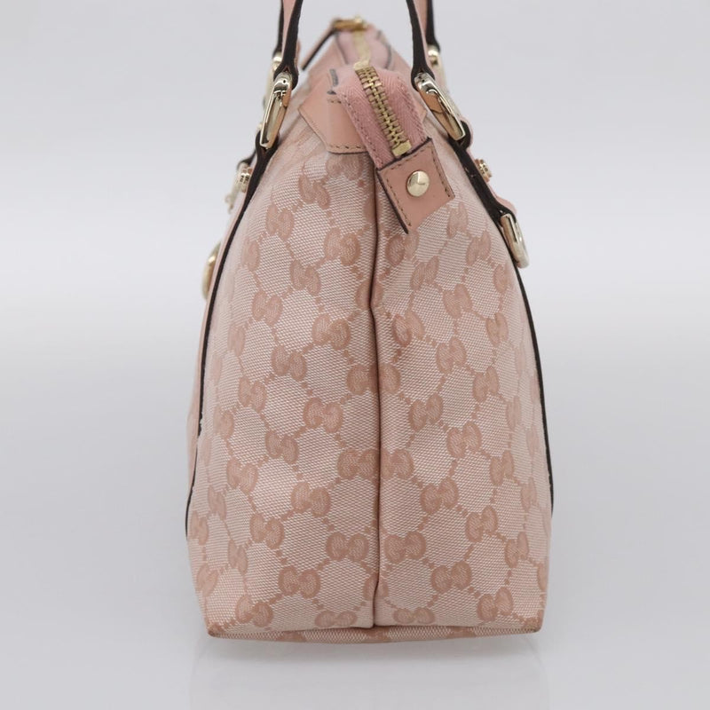 Gucci Abbey Zip Tote Gg Canvas And Leather Pink