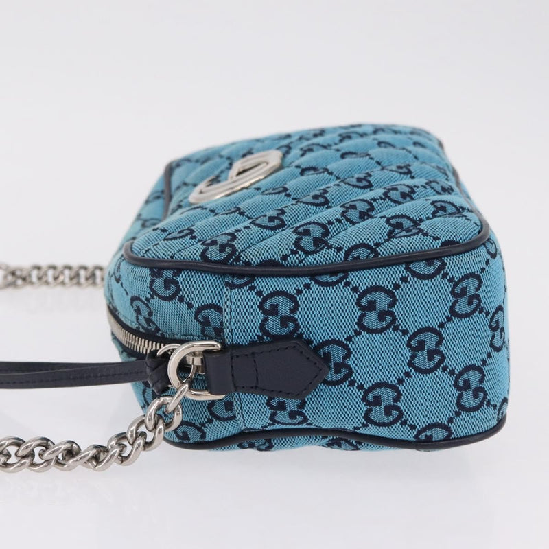 Gucci Gg Marmont Multicolor Diagonal Quilted Canvas Blue Bag