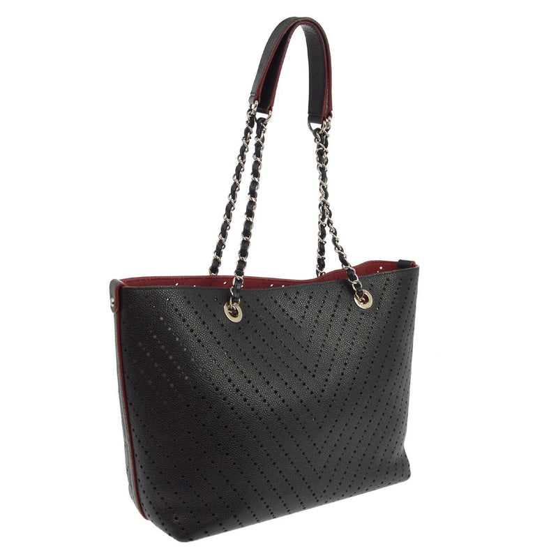 Chanel Shopping Perforated Caviar Black Leather Bag