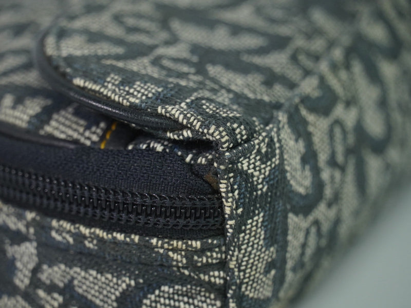 Christian Dior Saddle Zip Diorissimo Canvas Navy Bag