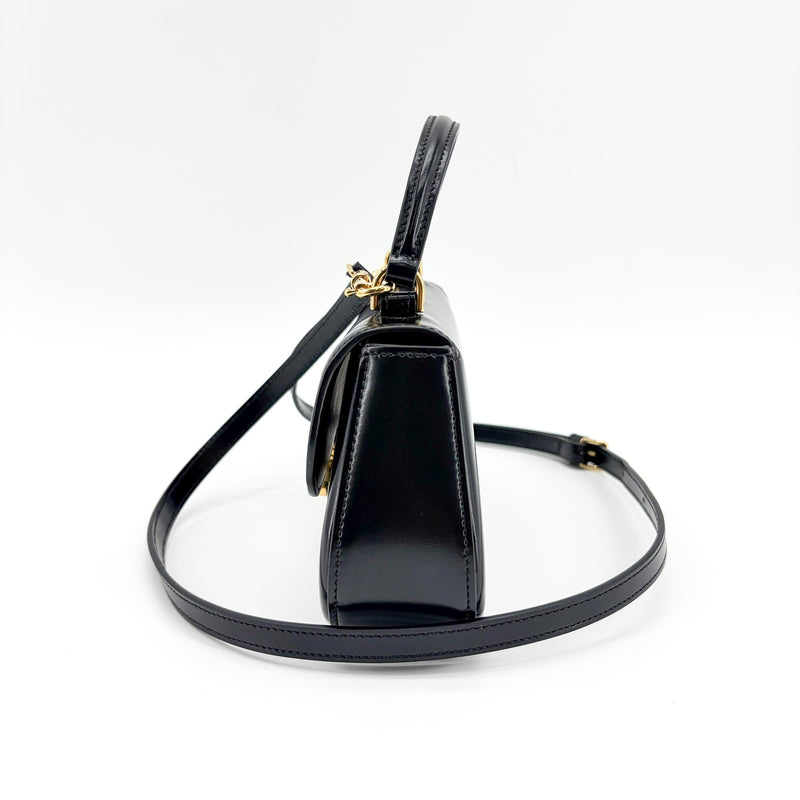 Celine Lola Triomphe Top Handle Leather Black Bag