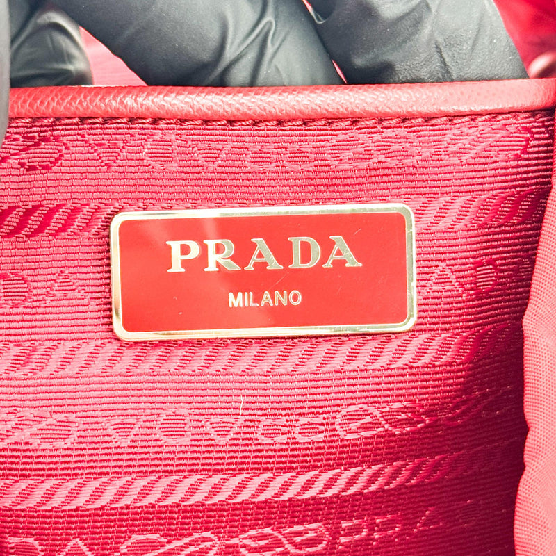 Prada Front Zip Drawstring Tessuto Red Nylon Bag
