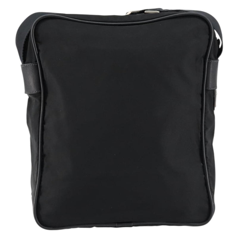 Prada Zip Messenger Tessuto With Leather Black Nylon