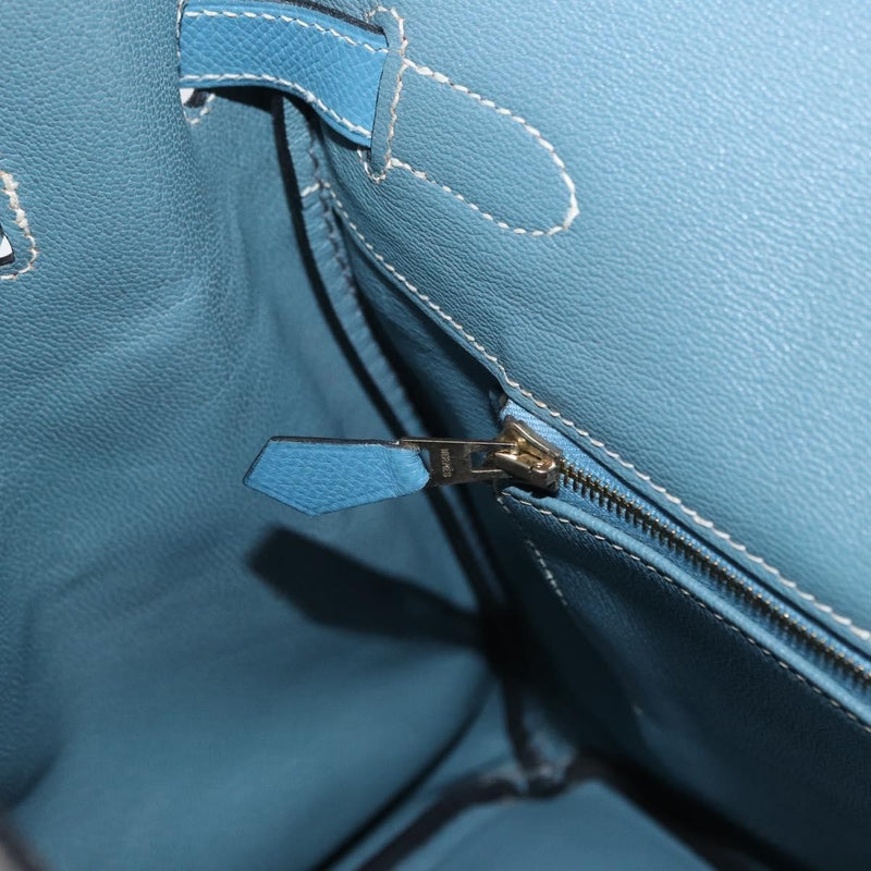 Hermes Birkin Blue Epsom With Gold Hardware Leather Bag