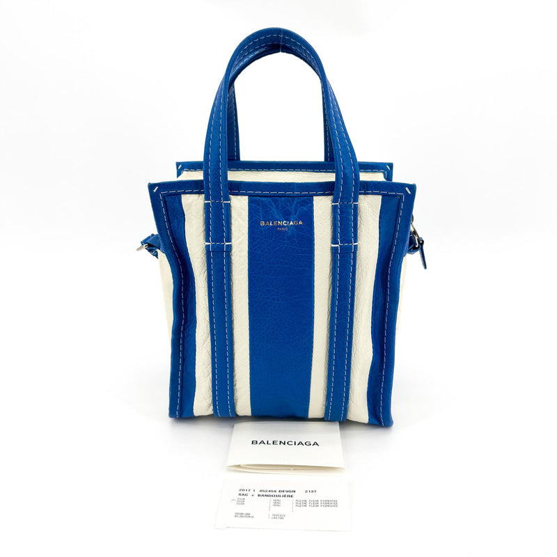 Balenciaga Bazar Striped Leather Blue Bag