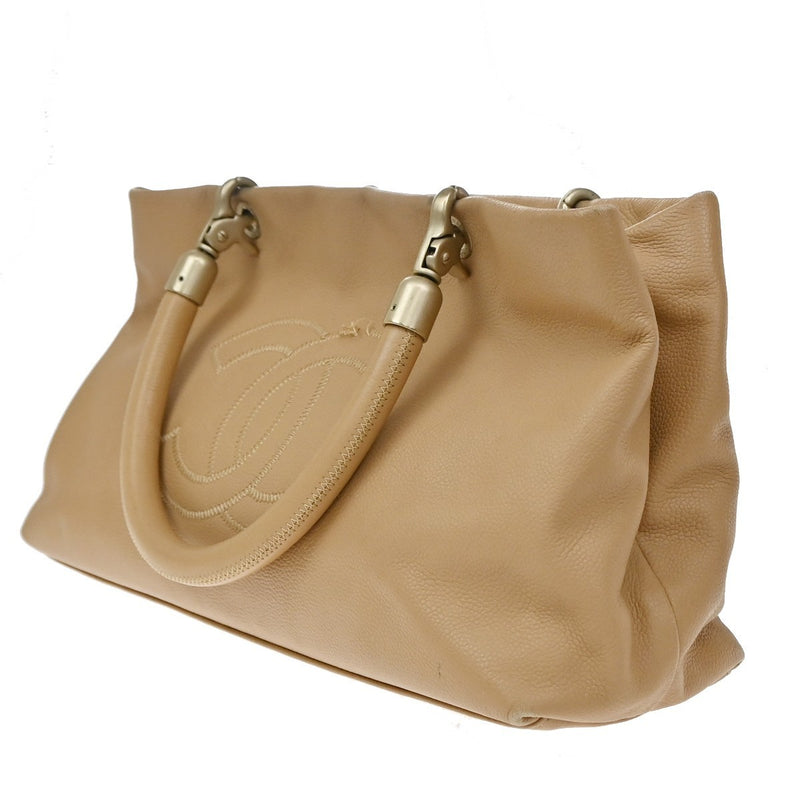 Chanel Vintage Handle Cc Caviar Beige Leather Bag