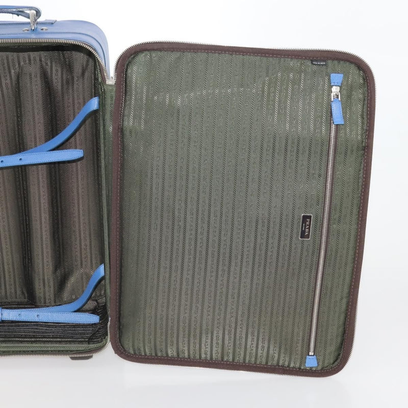Prada Travel Bag Nylon Blue Leather