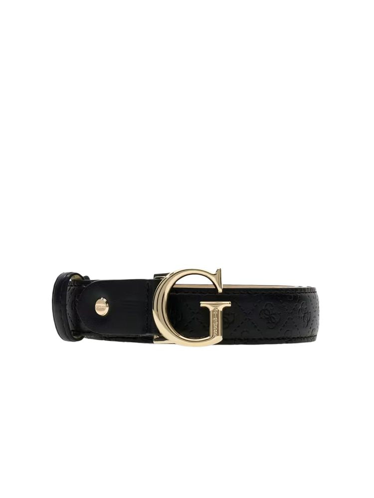 Guess Monogram Buckle Belt — Black Polyester