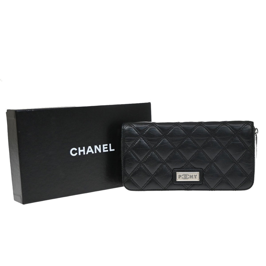 Chanel Trendy Cc Zip Around Quilted Lambskin Black Leather Accessory