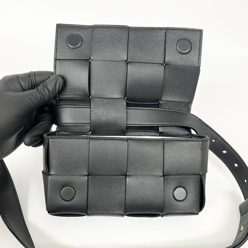 Bottega Veneta Cassette Belt Maxi Intrecciato Leather Black Bag