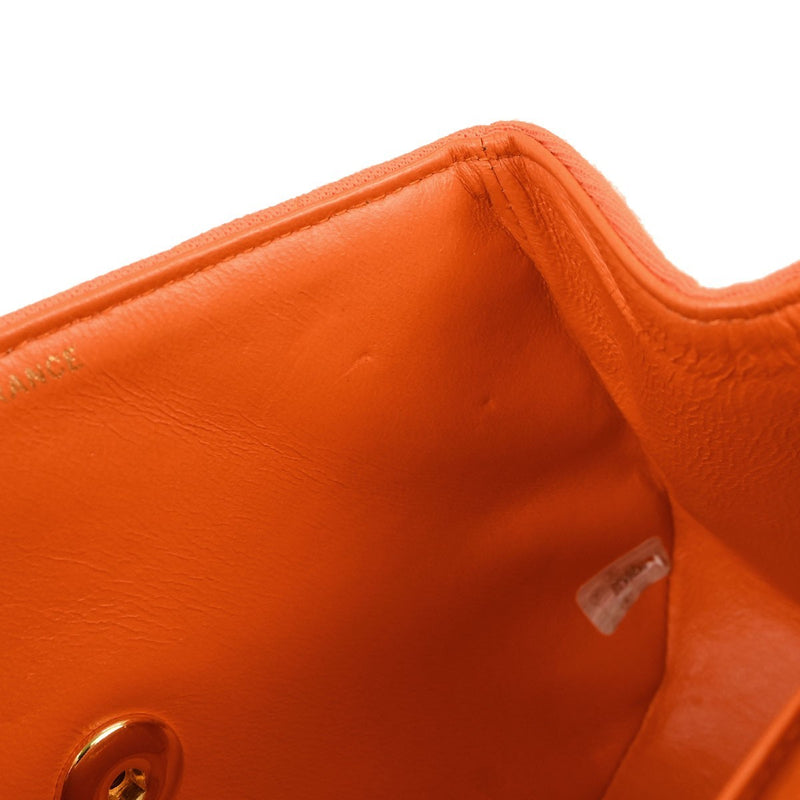 Chanel Shopping Quilted Knit Pluto Glitter Orange Cloth Bag