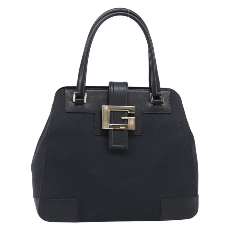 Gucci Vintage G Logo Canvas Black Leather Bag