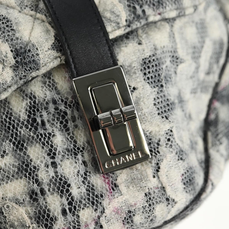 Chanel Vintage Camellia Flap Camera Quilted Tweed White Wool Bag