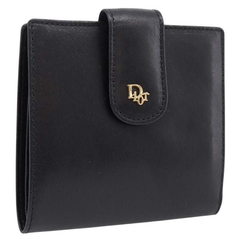 Christian Dior Bifold Card Holder Leather Black Accessory