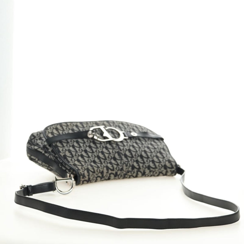 Christian Dior Vintage Cd Flap Messenger Diorissimo Canvas Black