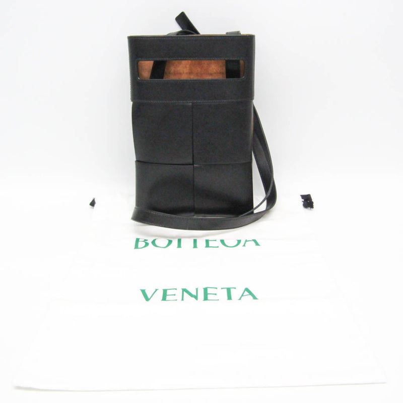 Bottega Veneta Cut Out Maxi Intrecciato Leather Black Bag
