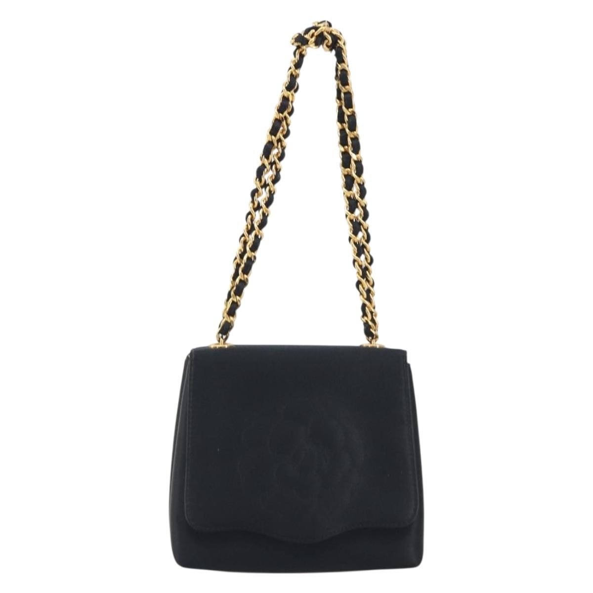 Chanel Vintage Camellia Flap Satin Black Bag
