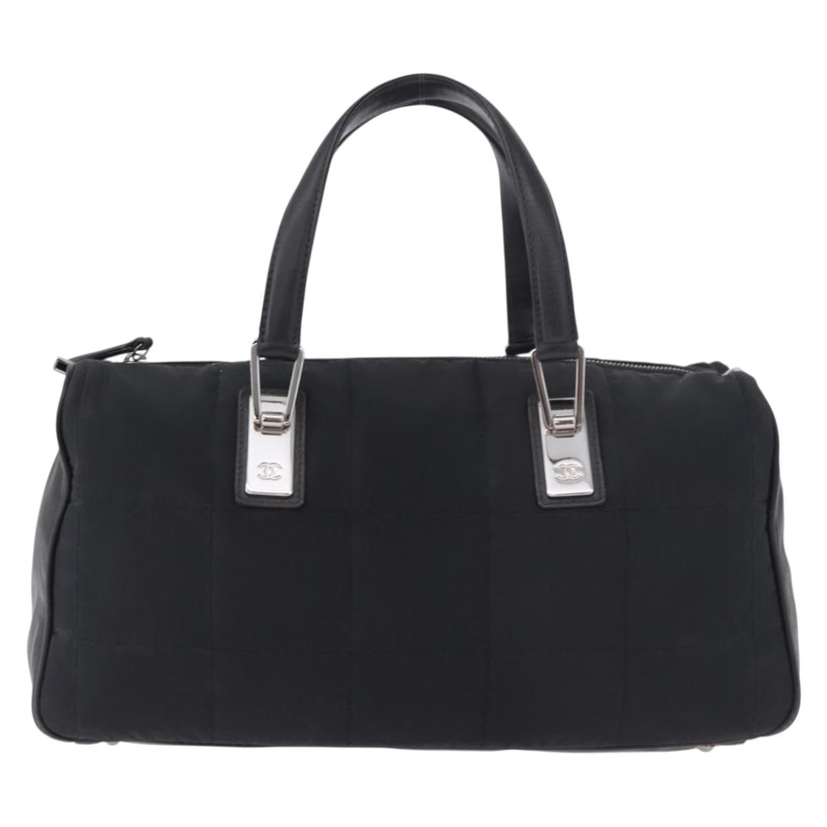Chanel Square Stitch Boston Quilted Nylon Black Bag