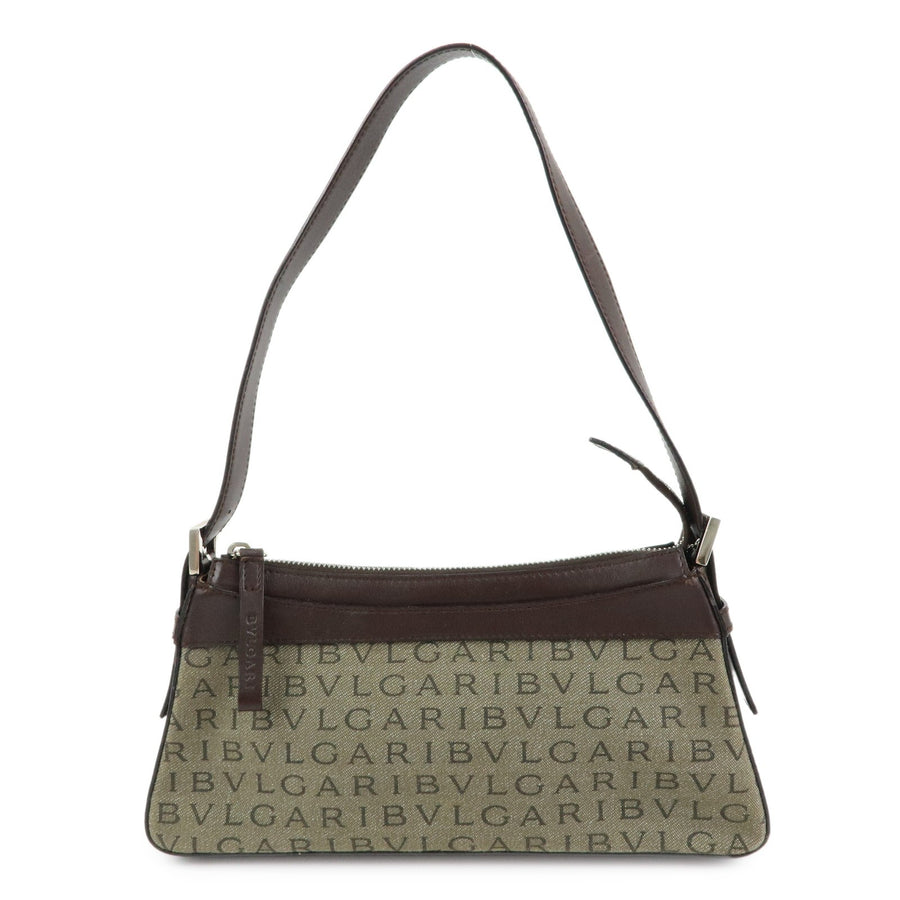 Bvlgari Logomania Canvas With Leather Khaki Bag