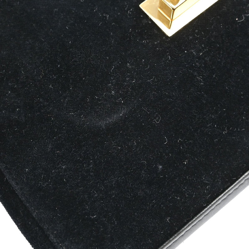 Chanel Chocolate Bar Mademoiselle Lock Chain Quilted Velvet Black Bag