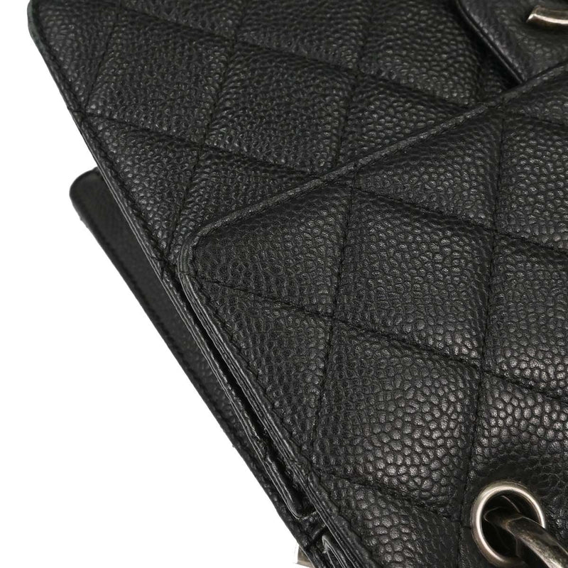 Chanel Paris-Edinburgh Square Flap Caviar 2 Way Black Leather Bag