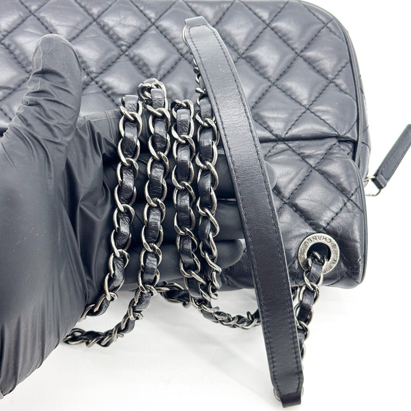 Chanel Flap Messenger Quilted Calfskin Black Leather