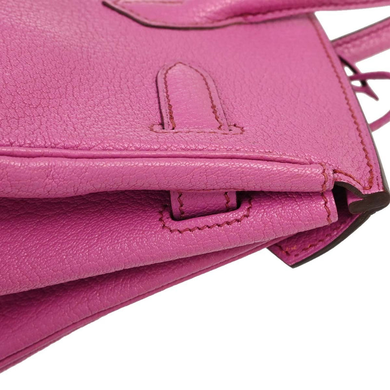 Hermes Hac Birkin Pink Chevre De Coromandel With Palladium Hardware Leather Bag