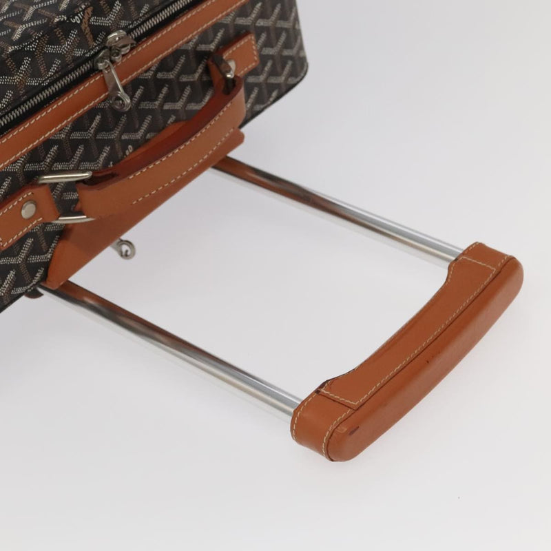 Goyard Bourget Trolley Rolling Luggage Coated Canvas Brown Pvc Bag