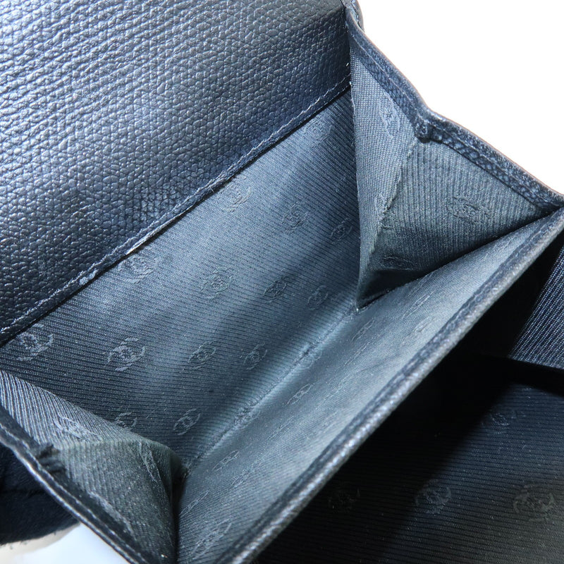 Chanel Cc Button Coin Purse Leather Black Calfskin Accessory
