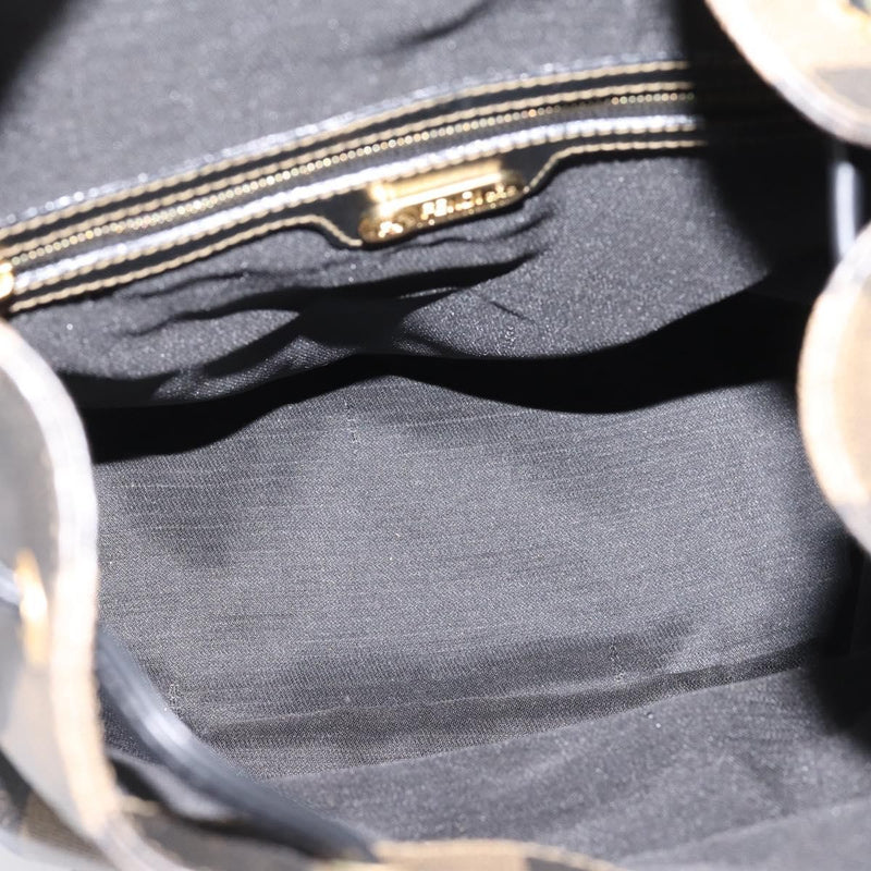 Fendi Vintage Pequin Logo Coated Canvas Brown Bag