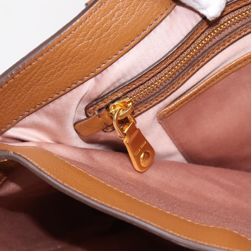 Miu Miu Madras Convertible Lock Leather Brown Bag