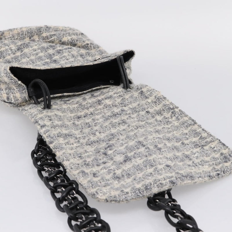 Chanel Camellia Messenger Tweed Gray Canvas