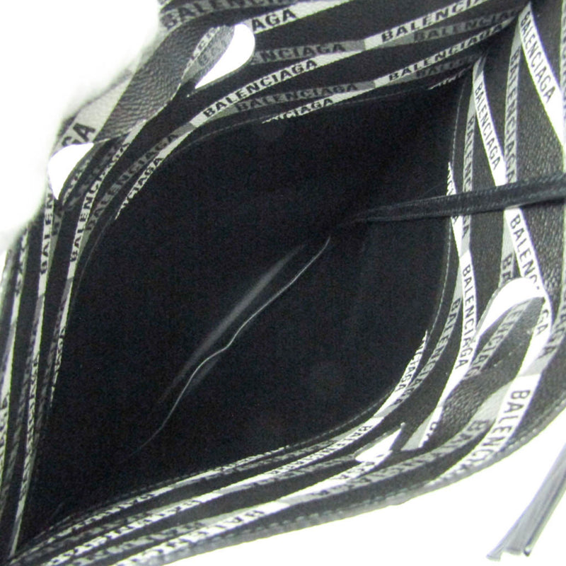 Balenciaga Fold Over Monogram Printed Leather Black Bag