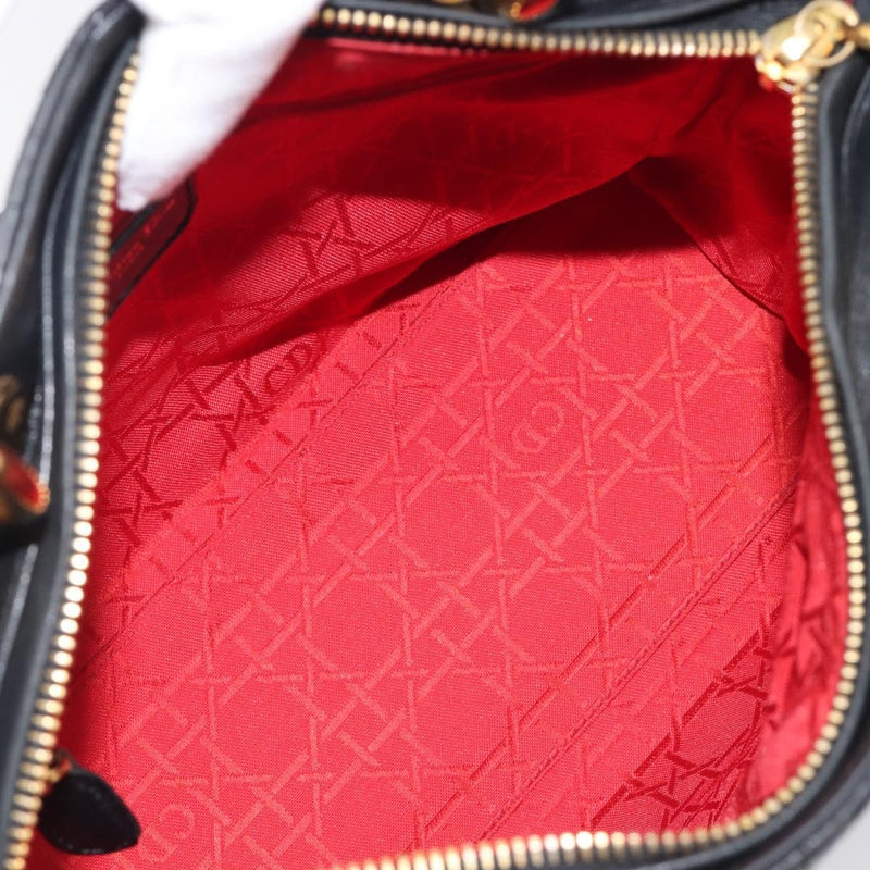 Christian Dior Vintage Lady Cannage Quilt Lambskin Black Leather Bag