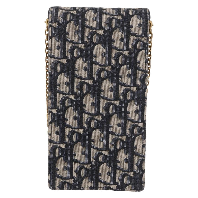 Christian Dior Vertical Saddle Chain Oblique Canvas Navy Bag