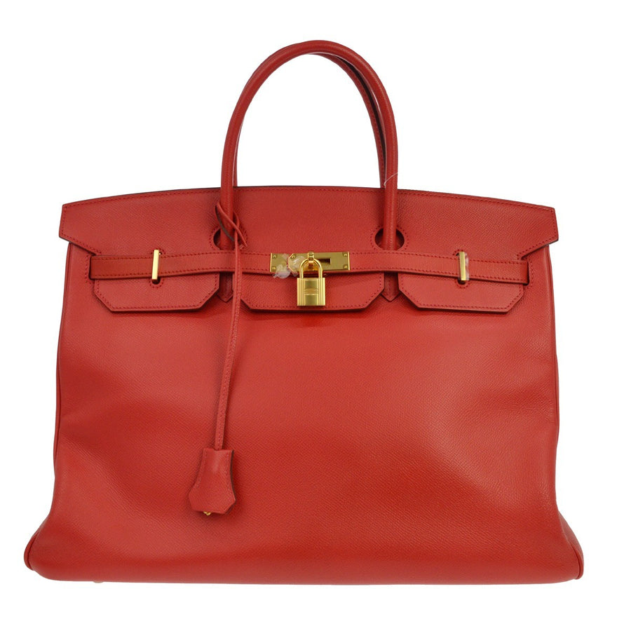 Hermes Birkin Red Epsom With Gold Hardware Leather Bag