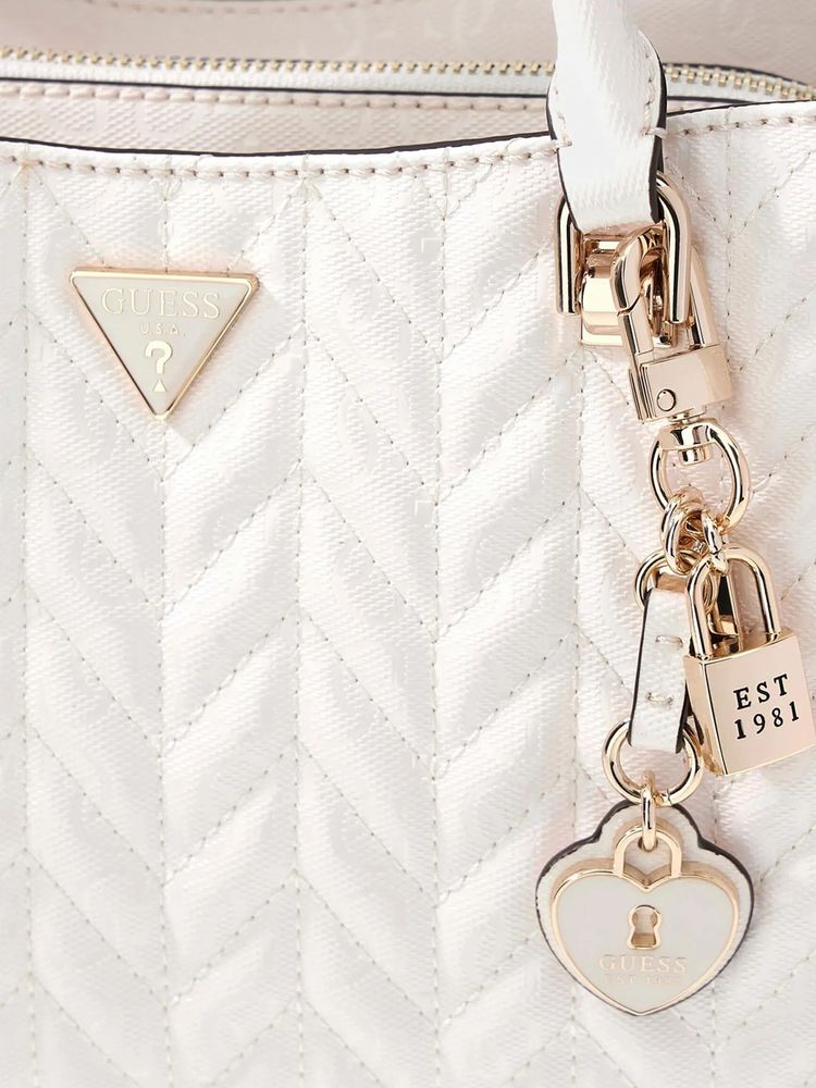 Guess Stacey Girlfriend Top Handle Bag — White Polyurethane