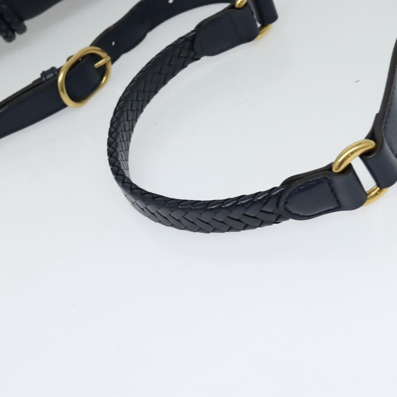 Gucci Hip Bamboo Flap Leather Blue Bag