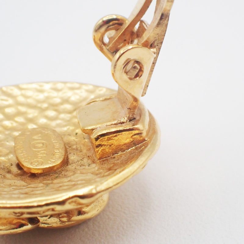 Chanel Vintage Cc Round Clip-On Metal Gold Gold_plated Bijoux