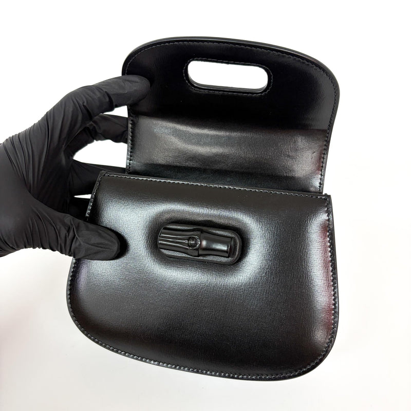Gucci Bamboo 1947 Top Handle Leather Black Bag