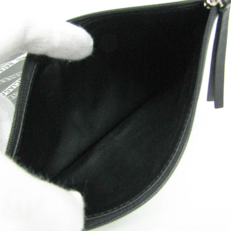 Balenciaga Fold Over Monogram Printed Leather Black Bag