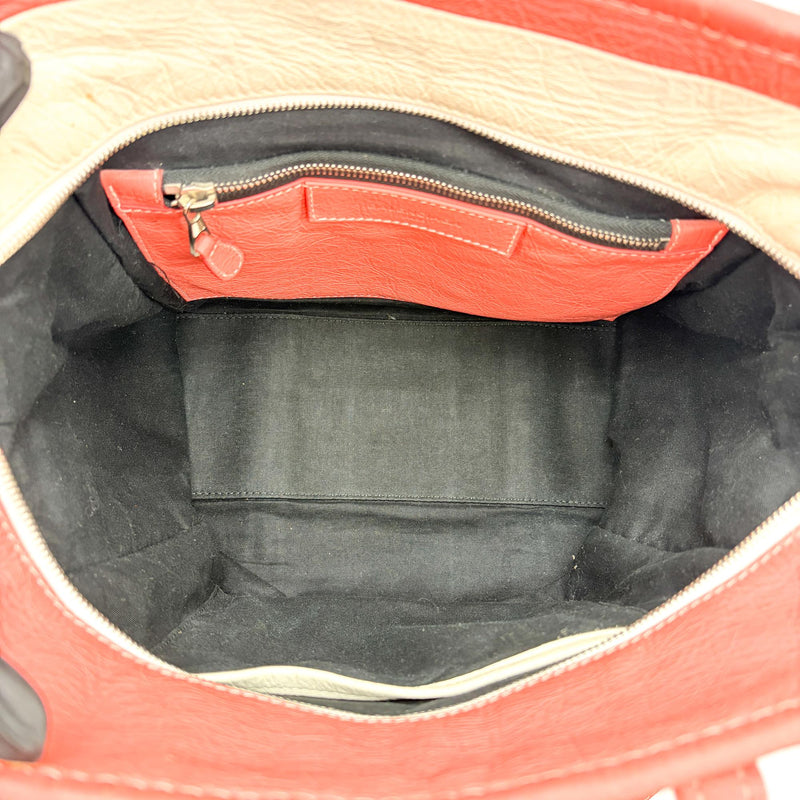 Balenciaga Bazar Striped Leather White Bag