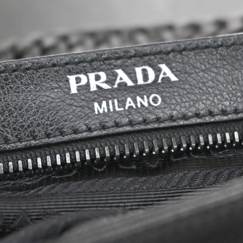 Prada Chain Flap Bag Studded Glace Calf Red Leather