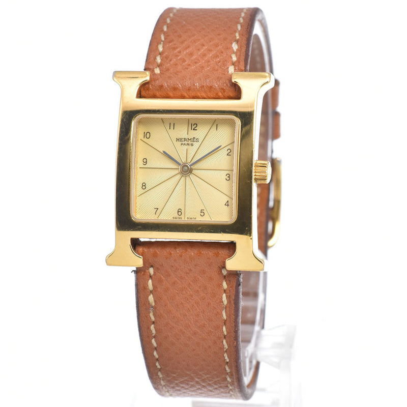 Hermes Heure H Quartz Plated Metal And Leather Watches