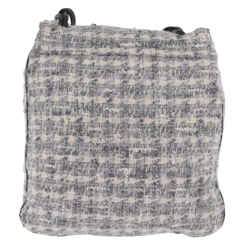 Chanel Camellia Messenger Tweed Gray Cotton